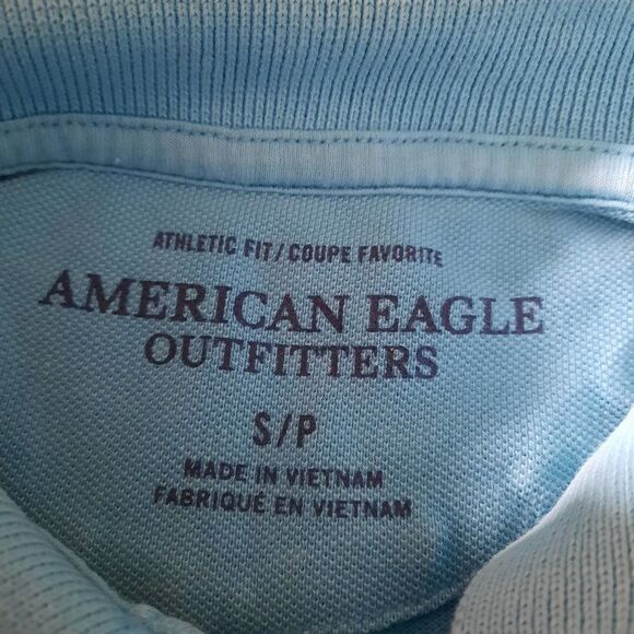 American Eagle Shirt Mens Size Small Blue Short Sleeve Polo - Picture 4 of 5